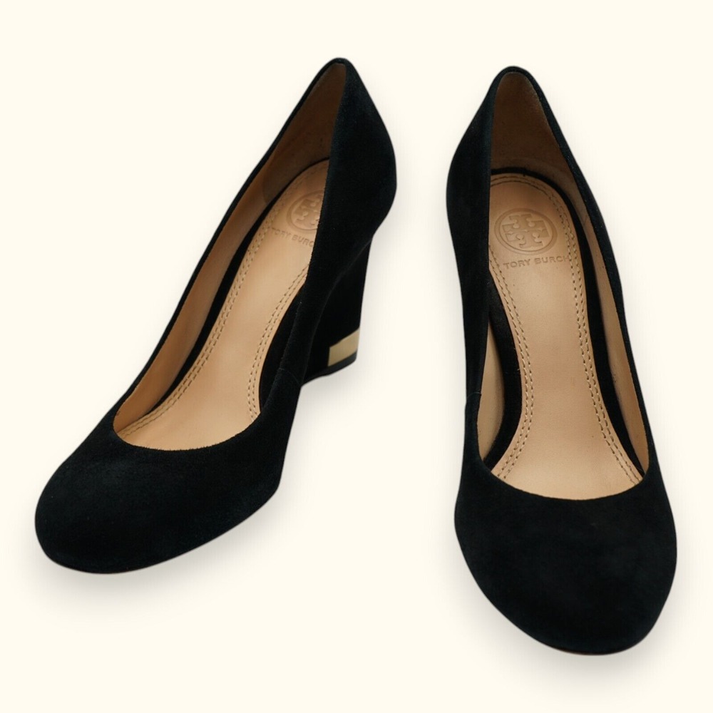 Tory Burch Astoria Wedge Lancaster Suede Shoes Size 6M ~ Heel 3.5"